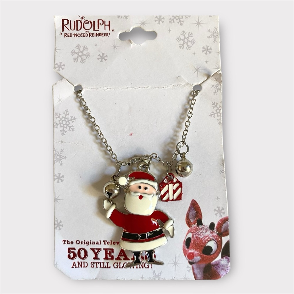 🎅🏻 SALE Rudolph Santa Charm Necklace in silver with small present charms New